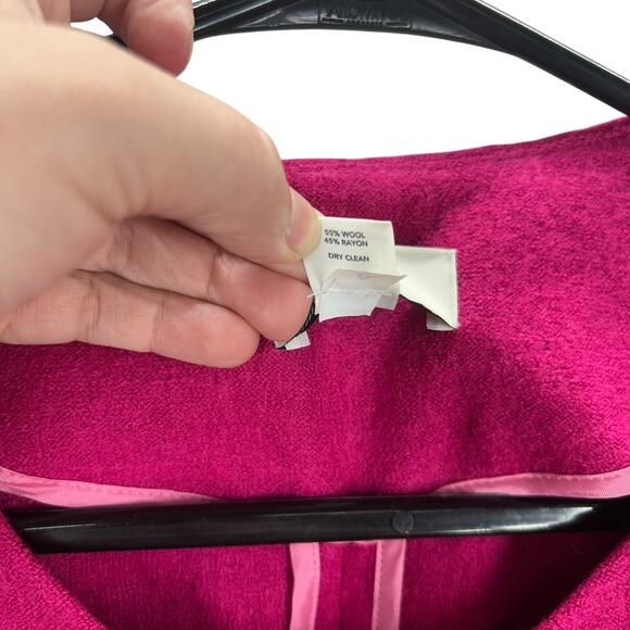 LOFT Pink Wool Blend Cropped Blazer M Gold Buttons Power Pink Preppy Vintage - Picture 6 of 6